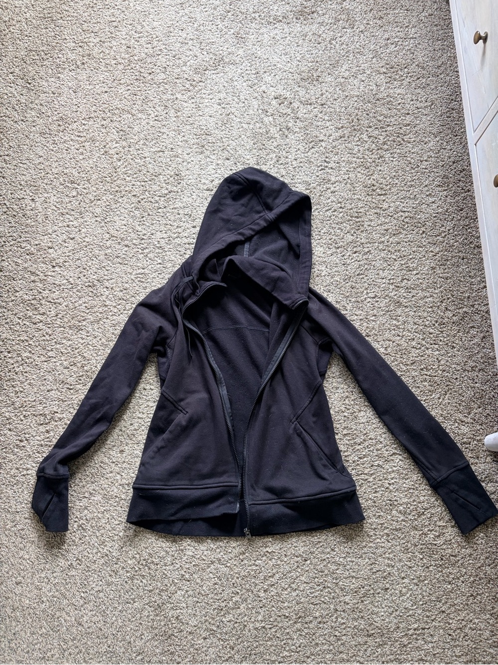 Athleta Black Hooded Zip-Up Sweatshirt